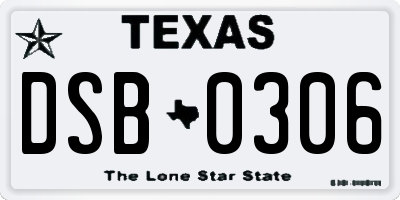 TX license plate DSB0306
