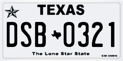 TX license plate DSB0321