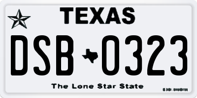 TX license plate DSB0323