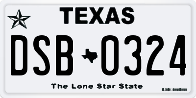 TX license plate DSB0324