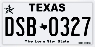 TX license plate DSB0327