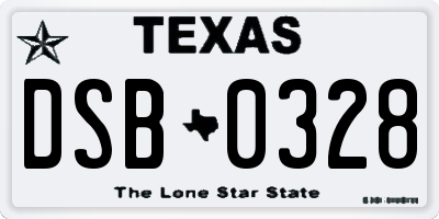 TX license plate DSB0328