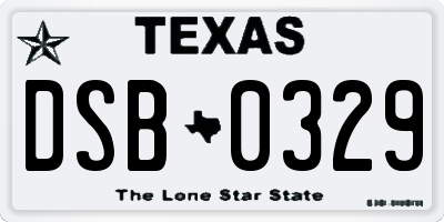 TX license plate DSB0329