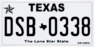 TX license plate DSB0338