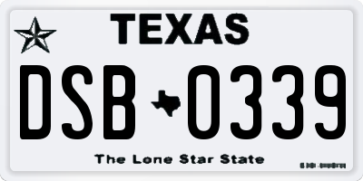TX license plate DSB0339