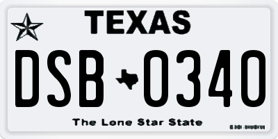 TX license plate DSB0340