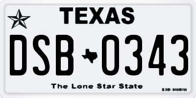 TX license plate DSB0343