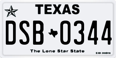 TX license plate DSB0344
