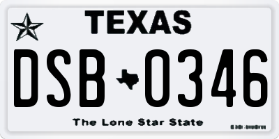 TX license plate DSB0346