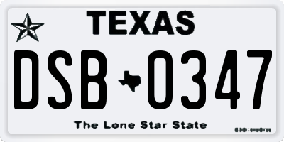 TX license plate DSB0347