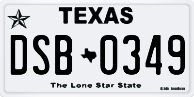 TX license plate DSB0349