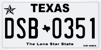 TX license plate DSB0351
