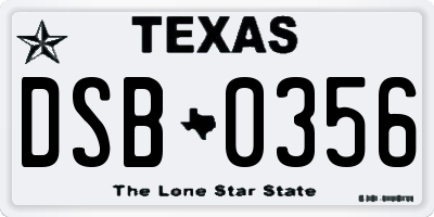 TX license plate DSB0356