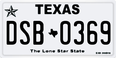 TX license plate DSB0369