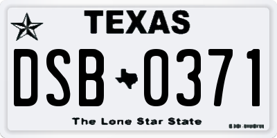 TX license plate DSB0371