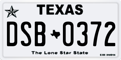 TX license plate DSB0372