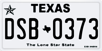 TX license plate DSB0373