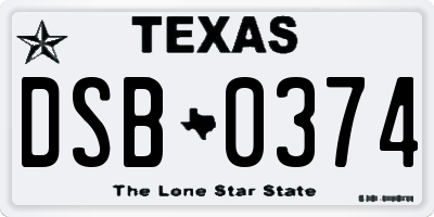 TX license plate DSB0374