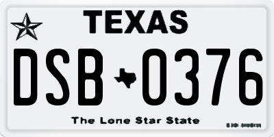 TX license plate DSB0376