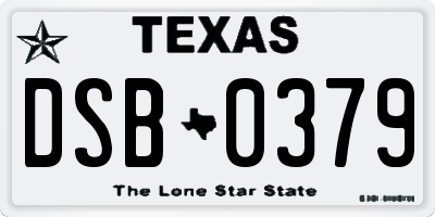 TX license plate DSB0379