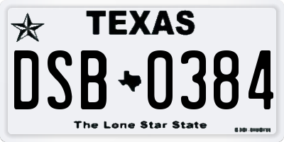 TX license plate DSB0384