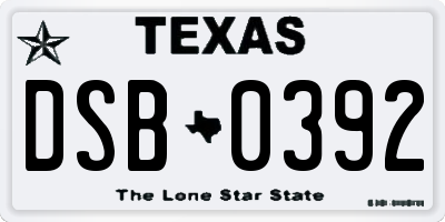TX license plate DSB0392