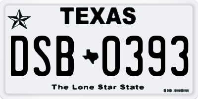 TX license plate DSB0393