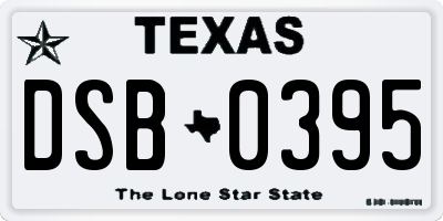 TX license plate DSB0395