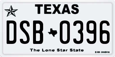 TX license plate DSB0396