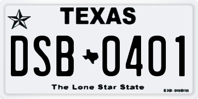TX license plate DSB0401