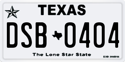 TX license plate DSB0404