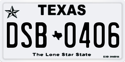 TX license plate DSB0406