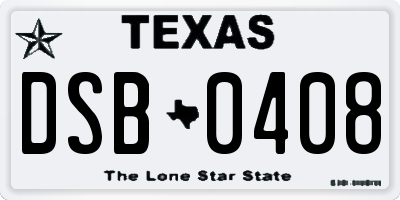 TX license plate DSB0408