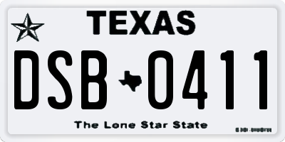 TX license plate DSB0411