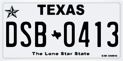 TX license plate DSB0413