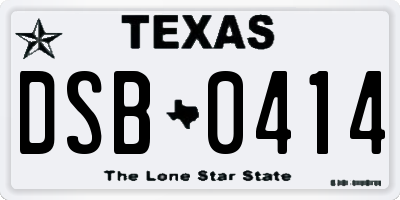 TX license plate DSB0414