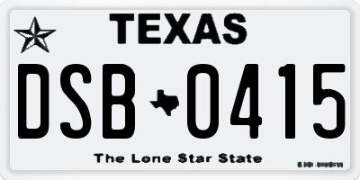 TX license plate DSB0415