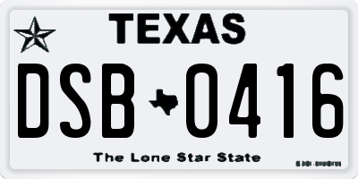 TX license plate DSB0416