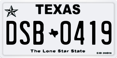 TX license plate DSB0419