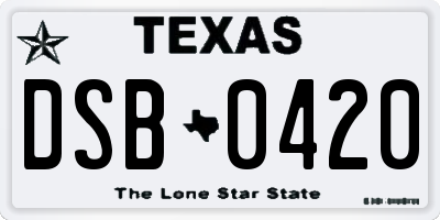 TX license plate DSB0420