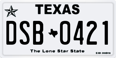 TX license plate DSB0421