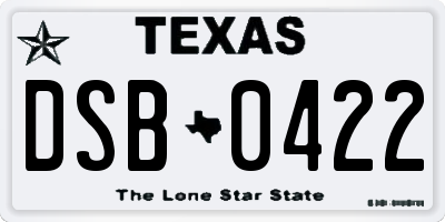 TX license plate DSB0422