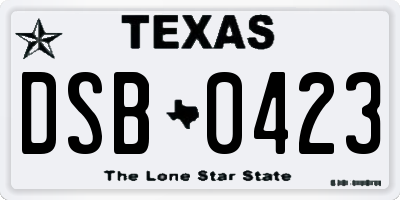 TX license plate DSB0423
