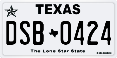 TX license plate DSB0424