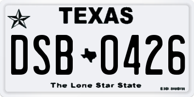 TX license plate DSB0426