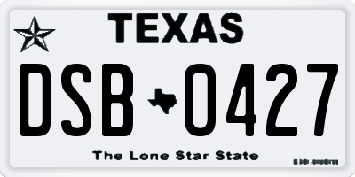 TX license plate DSB0427