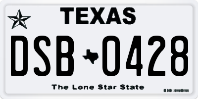 TX license plate DSB0428