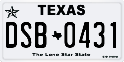 TX license plate DSB0431