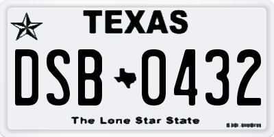 TX license plate DSB0432