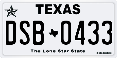 TX license plate DSB0433